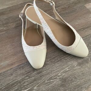 J.Crew women’s size 12 ecru kitten flat. Only worn once to work!